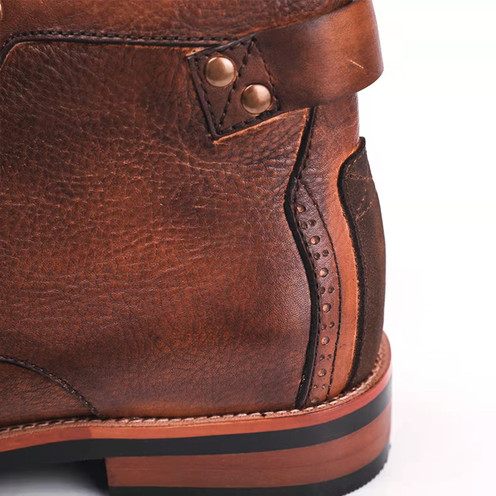 Men‘s Genuine Leather Waterproof Non-slip Arch Support Casual Work Boots
