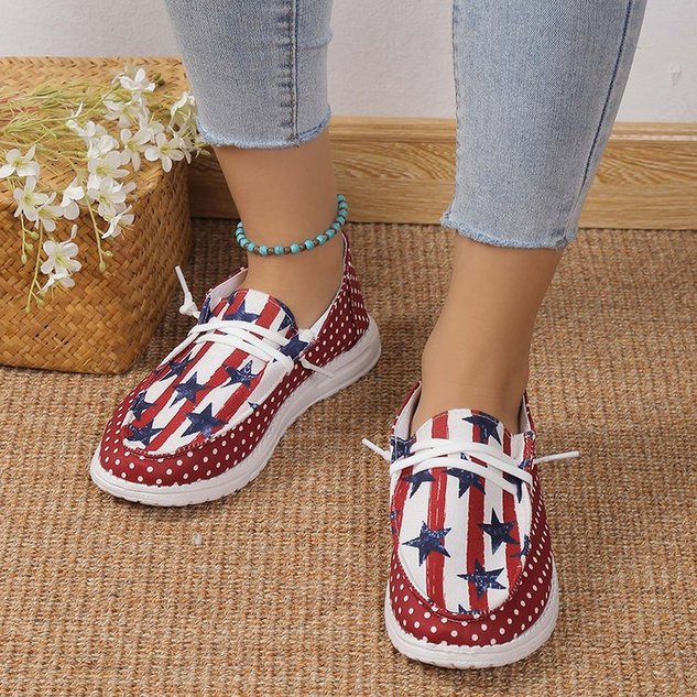 America Flag Canvas All Season Casual Shallow Shoes