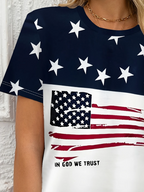 Women's In God We Trust Printed Casual Round Neck Short Sleeve T-Shirt