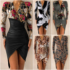 printed sheath slit dress