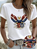 3D Printing Eagle Old Glory  Round Neck Short Sleeve 250th Anniversary Vintage Casual T-Shirt