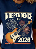 Women's 250th Anniversary Of The Founding Of the United States Vintage Short Sleeve Crew Neck Music Festival 3D Printing Daily Going Out Casual T-Shirt