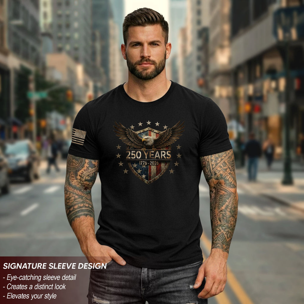 USA 250th Anniversary Shirt 1776-2026 American Flag Eagle Patriotic for Men