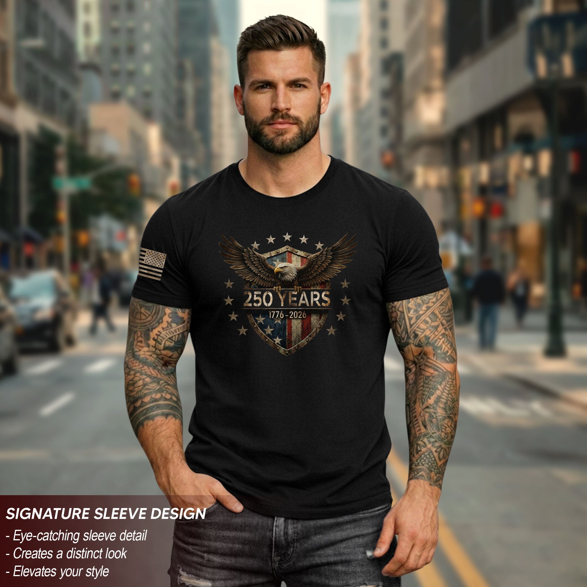 USA 250th Anniversary Shirt 1776-2026 American Flag Eagle Patriotic for Men