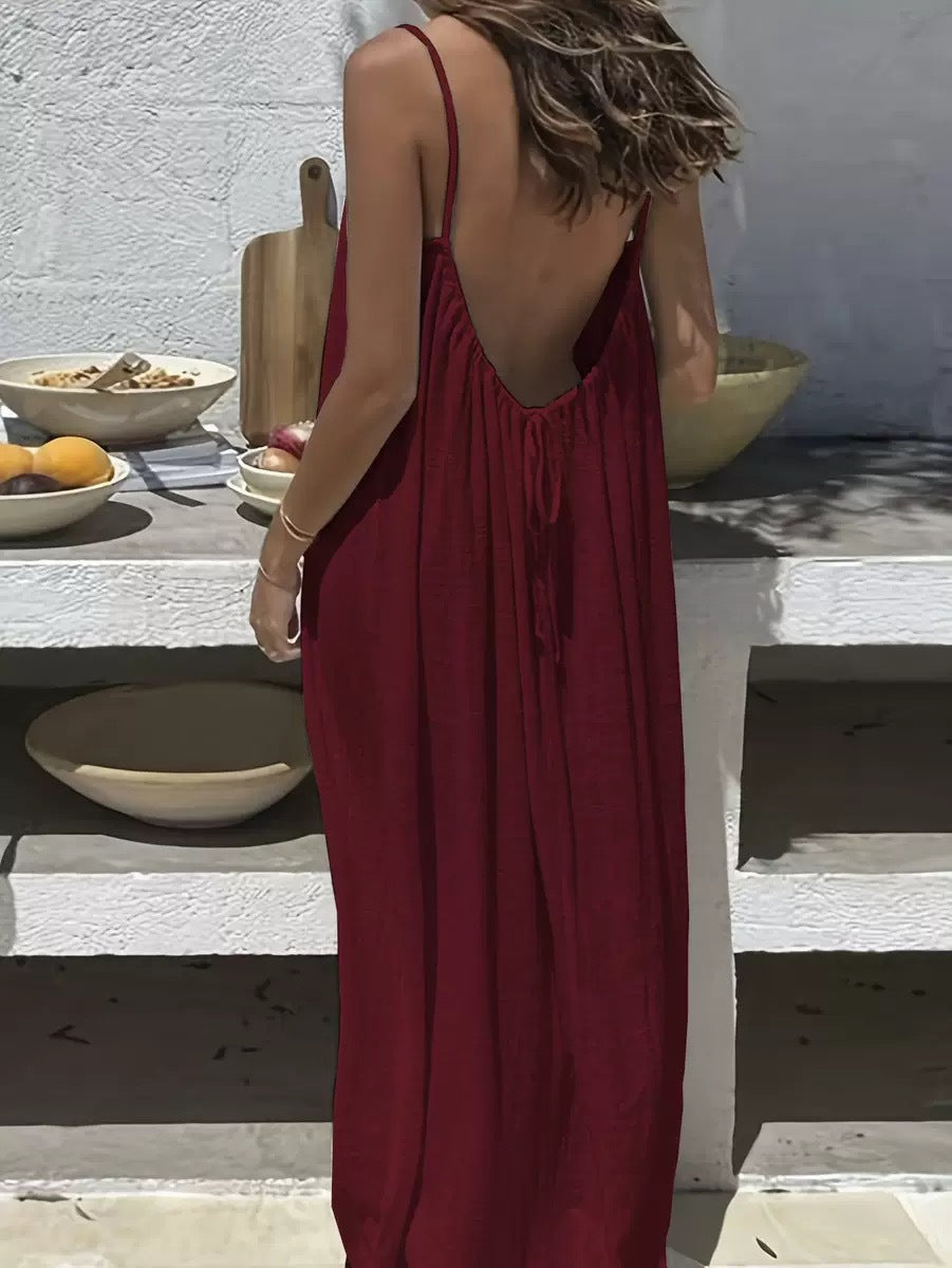 Spaghetti strap backless loose dress