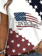 3D Printing Crew Neck Short Sleeve Independance Day Loose Going Out Casual T-Shirt