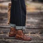 Men‘s Genuine Leather Waterproof Non-slip Arch Support Casual Work Boots