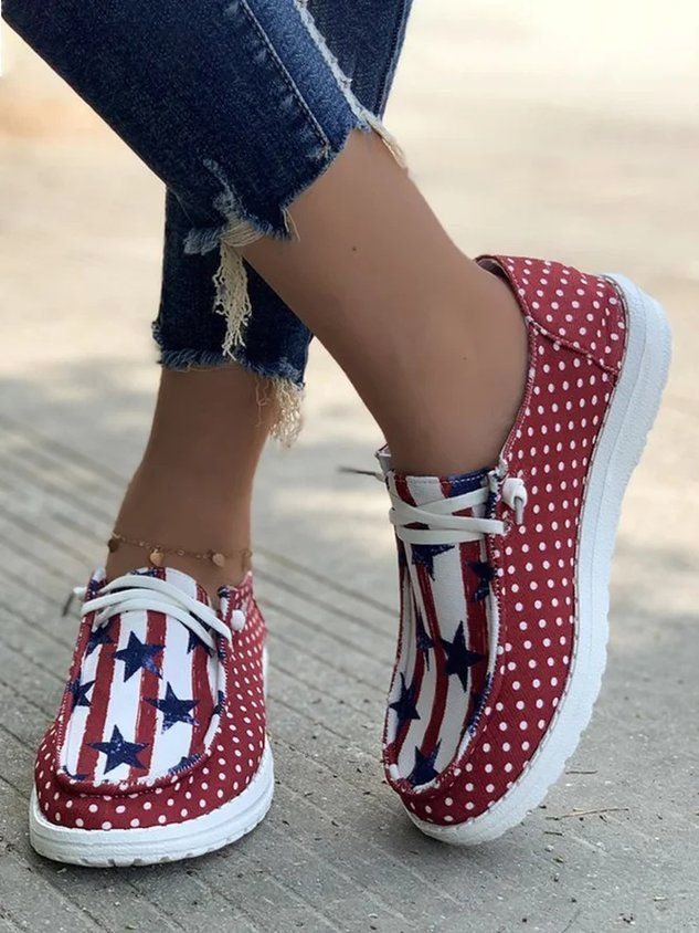 America Flag Canvas All Season Casual Shallow Shoes