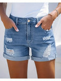 High Waist Comfortable Slim-Fit Slimming Fashionable Straight Casual Denim Shorts
