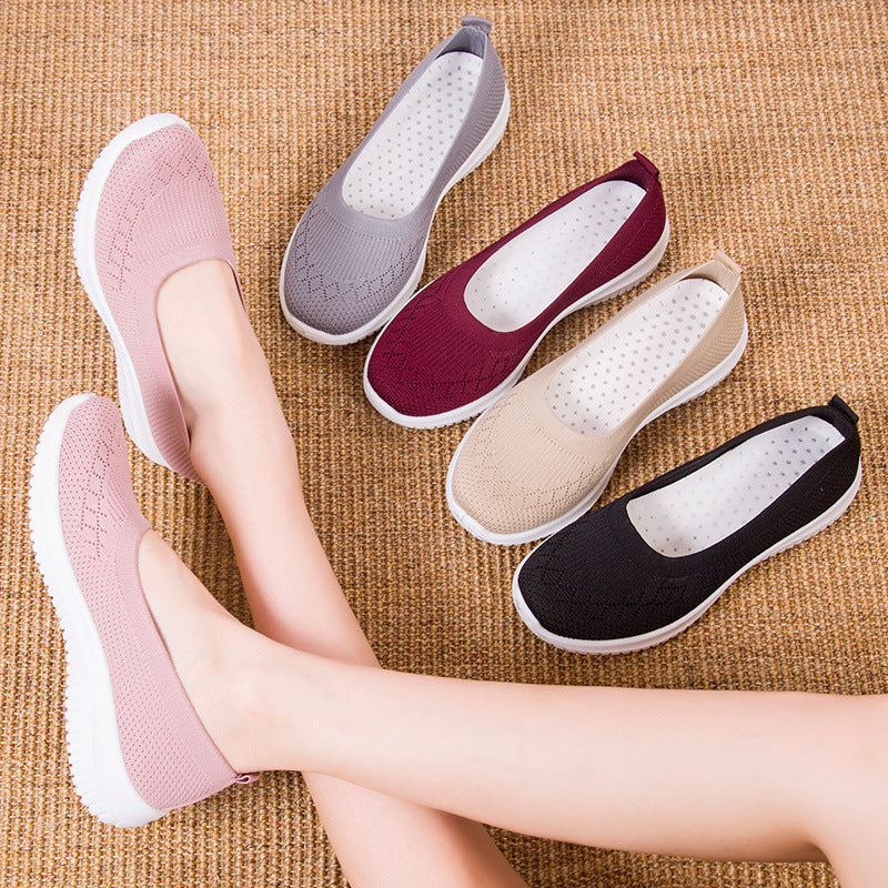 Women's Casual Single Shoes Slip-on Loafers Flats Comfortable Breathable Slip-resistant Walking Shoes For Everyday Wear
