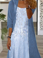 Women's Floral Spring Print Two Piece Dress