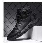 Men's Black Leather Solid Chelsea Boots