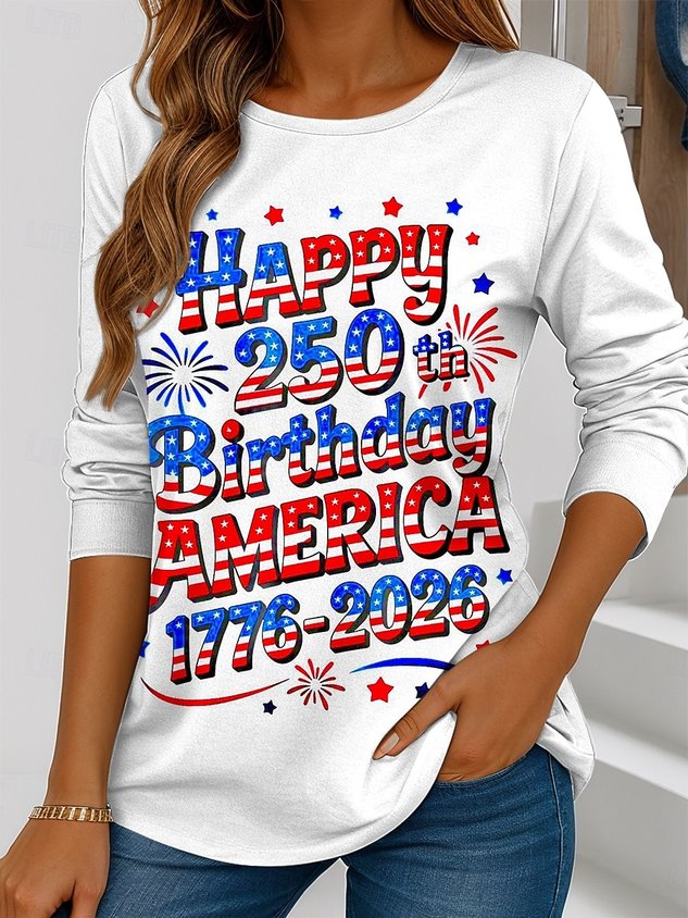 America Flag Crew Neck Cotton Casual T-Shirt