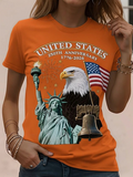 Independence Day Patriotic V-neck Long-sleeved Women's T-shirt