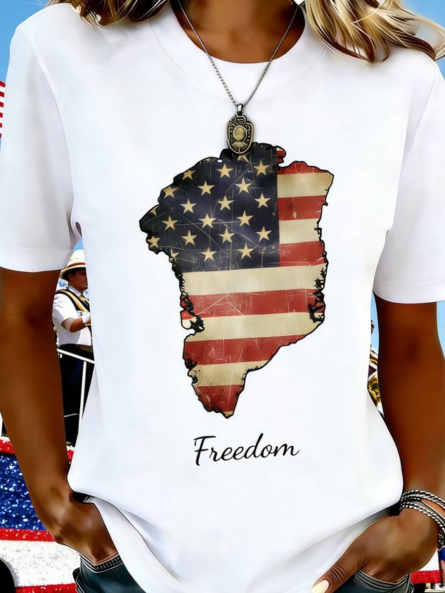Women's 250th Anniversary Of The Founding Of the United States Vintage Short Sleeve Crew Neck Music Festival 3D Printing Daily Going Out Casual T-Shirt