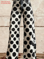 3D Printing Vintage 250th Anniversary Denim Look/Denim Effect Mid Waist Wide Leg Polka Dots Casual Pants