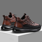 Mens Crocodile Print Genuine Leather Non-slip Arch Support Casual Sneakers