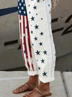 Women's  H-Line Baggy Pants Daily Going Out Pants White Casual Printing Independence Day (Flag) Spring/Fall Pants