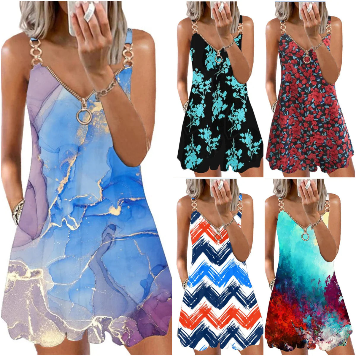 Dress with zipper at the neck