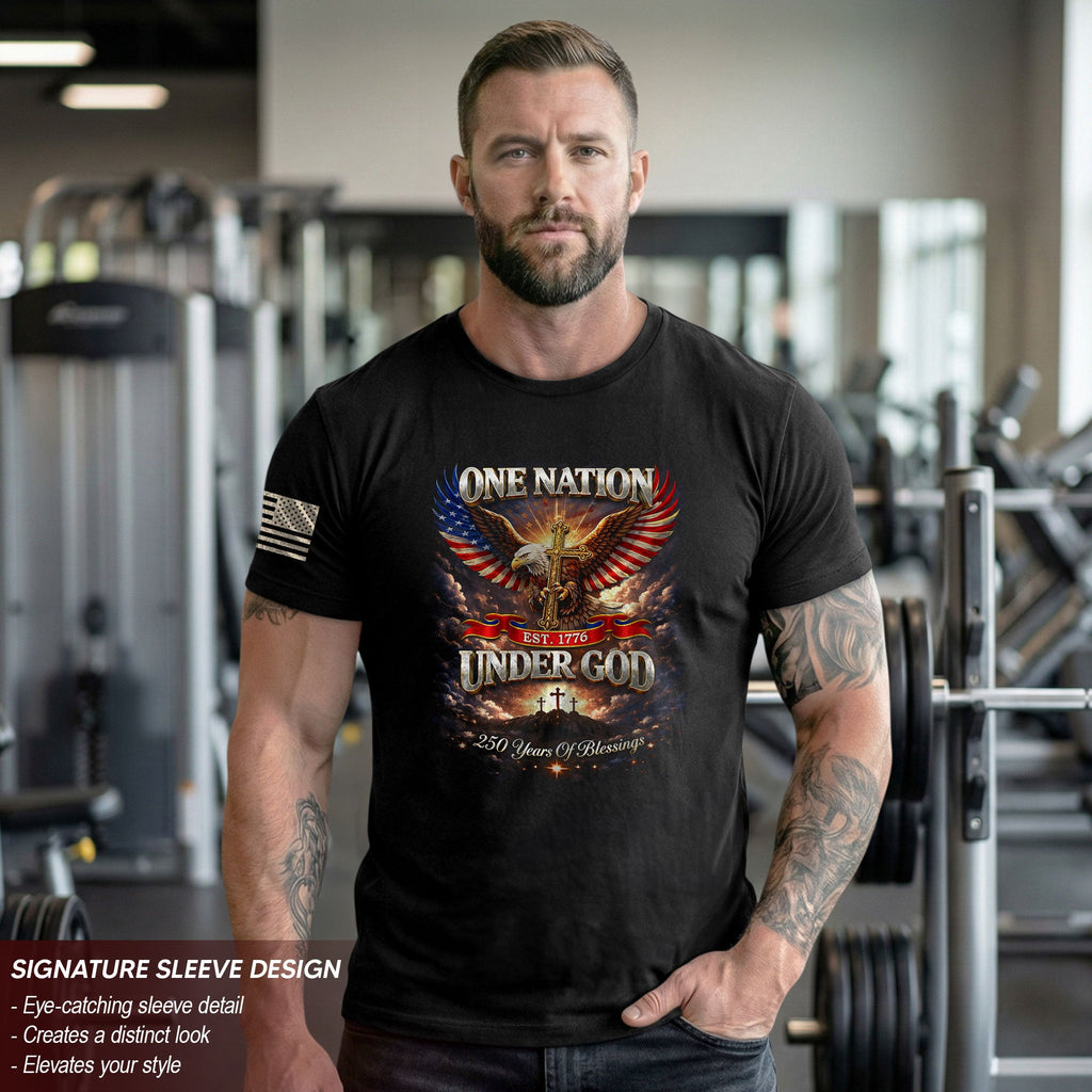 America 250th Anniversary 1776-2026 T-Shirt – 250 Years of Blessings Eagle Cross Patriotic Birthday Graphic Tee