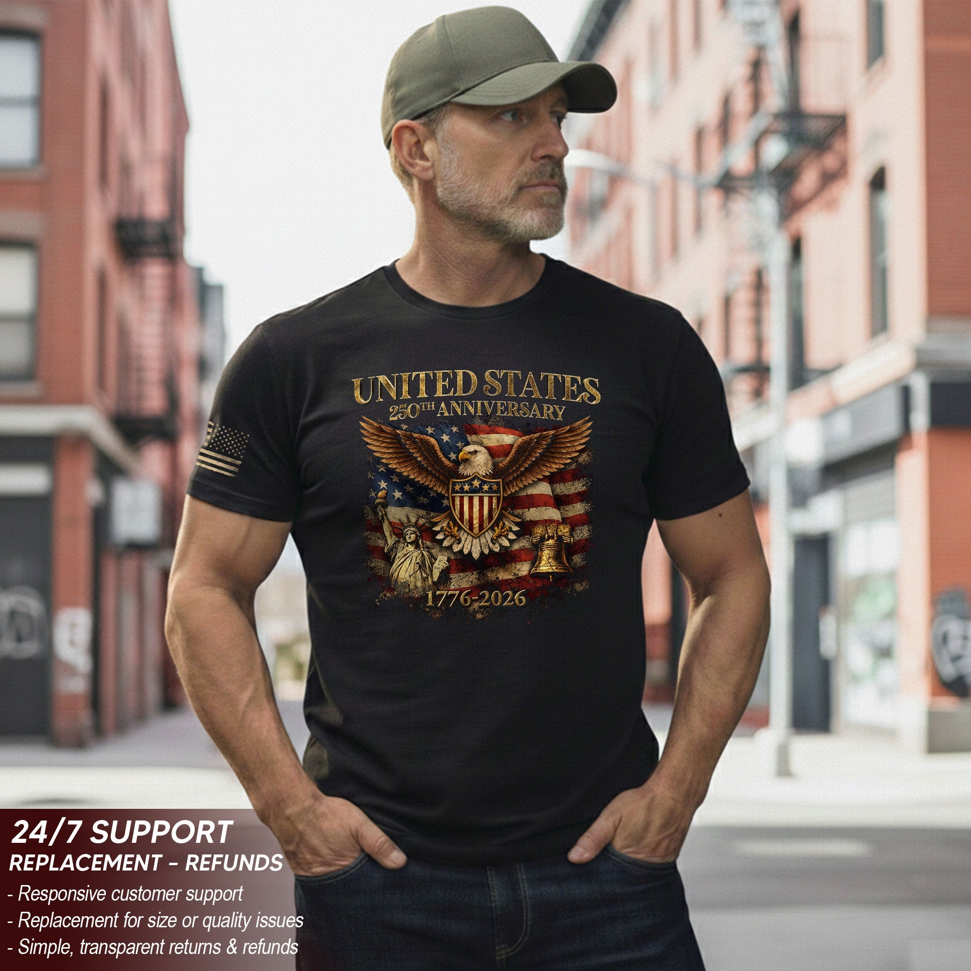 USA 250th Anniversary Shirt 1776-2026 Eagle Liberty Bell Patriotic American Pride