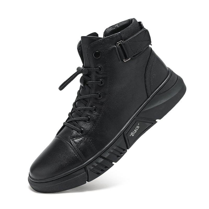 Men's Black Leather Solid Chelsea Boots