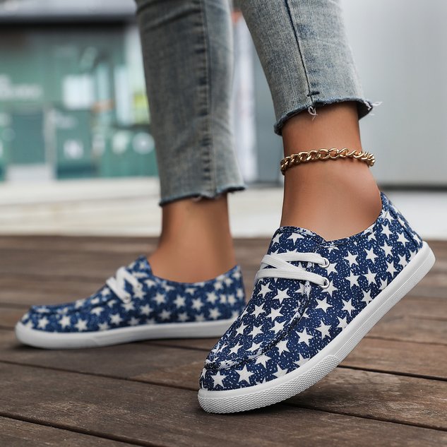 America Flag Canvas All Season Casual Shallow Shoes