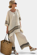 Striped Linen Two-Piece Set | Women's Casual Co-ord