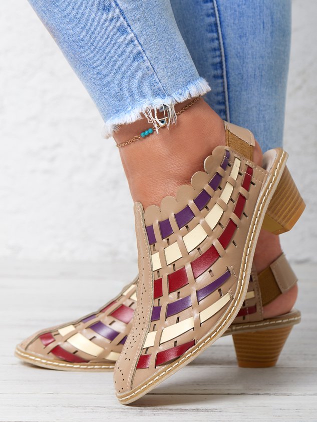Vintage Weave Inlay Block Heels