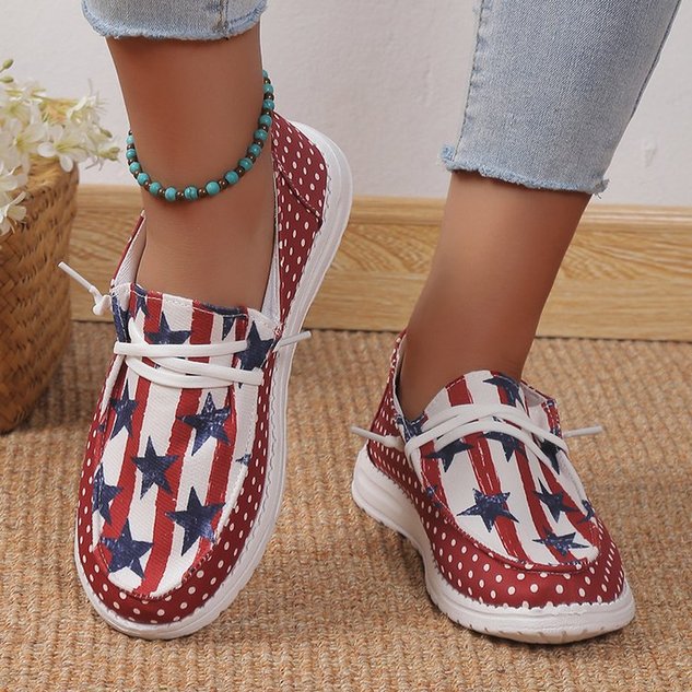 America Flag Canvas All Season Casual Shallow Shoes