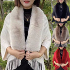 Fringe jacket with knitted shawl for women