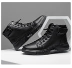 Men's Black Leather Solid Chelsea Boots