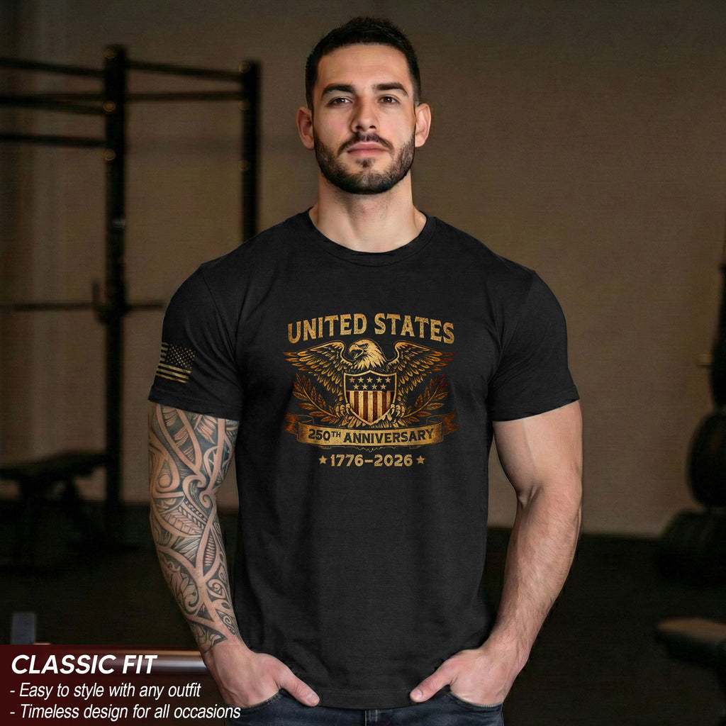 USA 250th Anniversary Shirt 1776-2026 American Pride Patriotic Eagle Shield Laurel