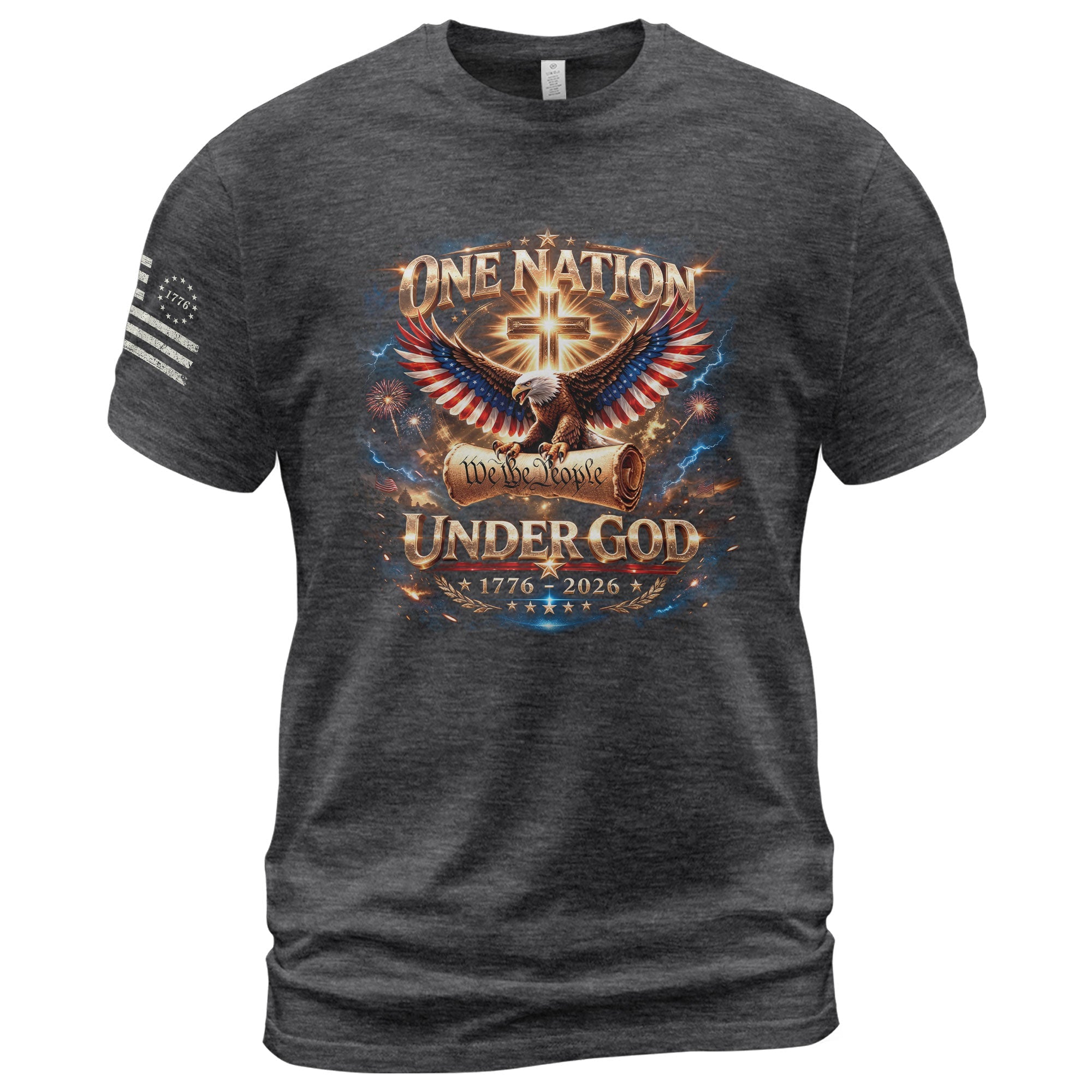 America 250th Anniversary 1776-2026 T-Shirt – We The People Eagle Cross & Constitution One Nation Under God Bootleg Shirt