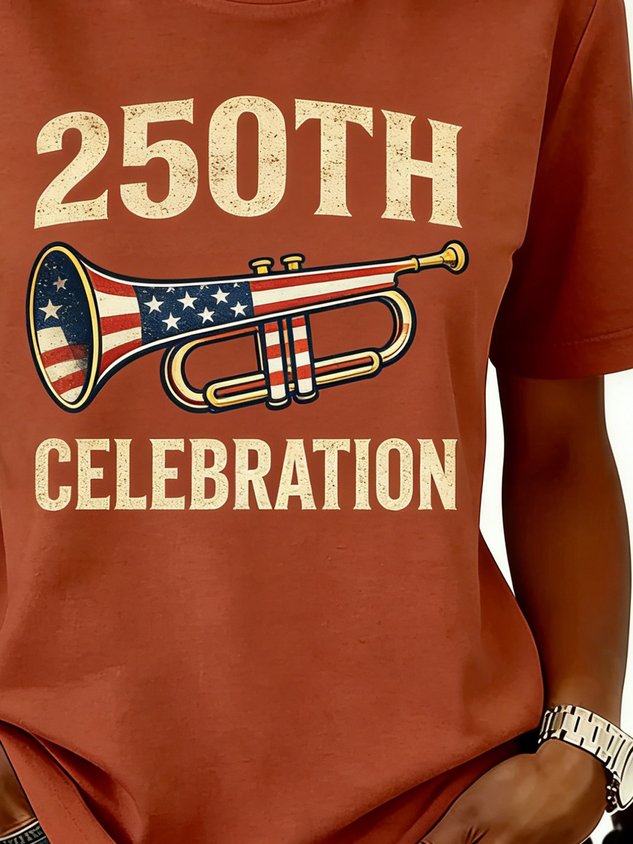 Women's 250th Anniversary Of The Founding Of the United States Vintage Short Sleeve Crew Neck Music Festival 3D Printing Daily Going Out Casual T-Shirt
