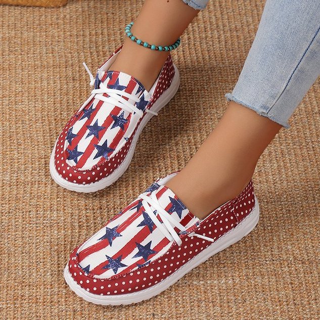 America Flag Canvas All Season Casual Shallow Shoes