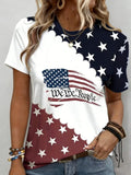 3D Printing Crew Neck Short Sleeve Independance Day Loose Going Out Casual T-Shirt