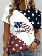 3D Printing Crew Neck Short Sleeve Independance Day Loose Going Out Casual T-Shirt