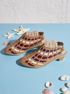 Vintage Weave Inlay Block Heels