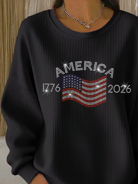 Casual Crew Neck Printing Sweatshirt