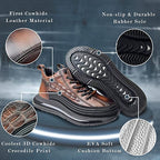 Mens Crocodile Print Genuine Leather Non-slip Arch Support Casual Sneakers