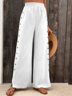 Cotton Casual Plain Buckle Pants