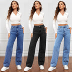 Summer Casual Wide-Leg High-Waisted Jeans for Women
