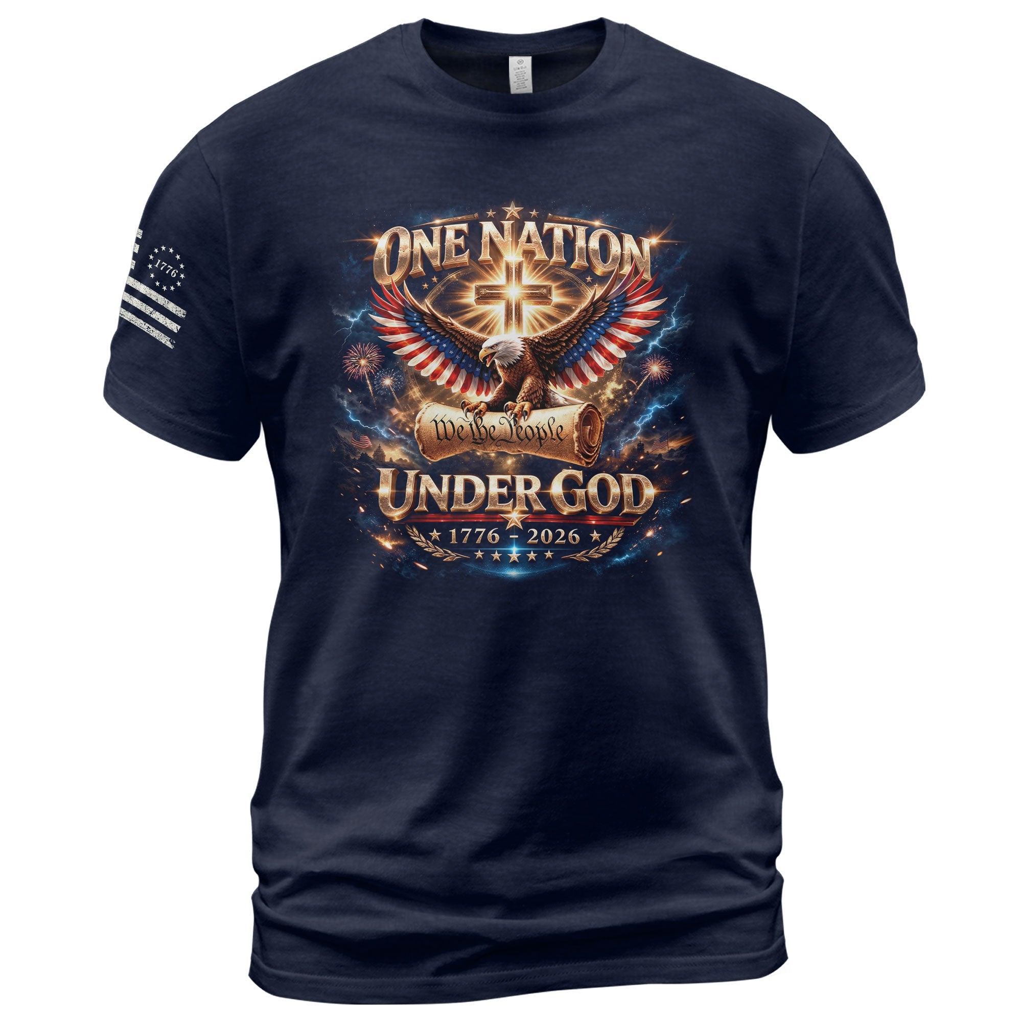 America 250th Anniversary 1776-2026 T-Shirt – We The People Eagle Cross & Constitution One Nation Under God Bootleg Shirt