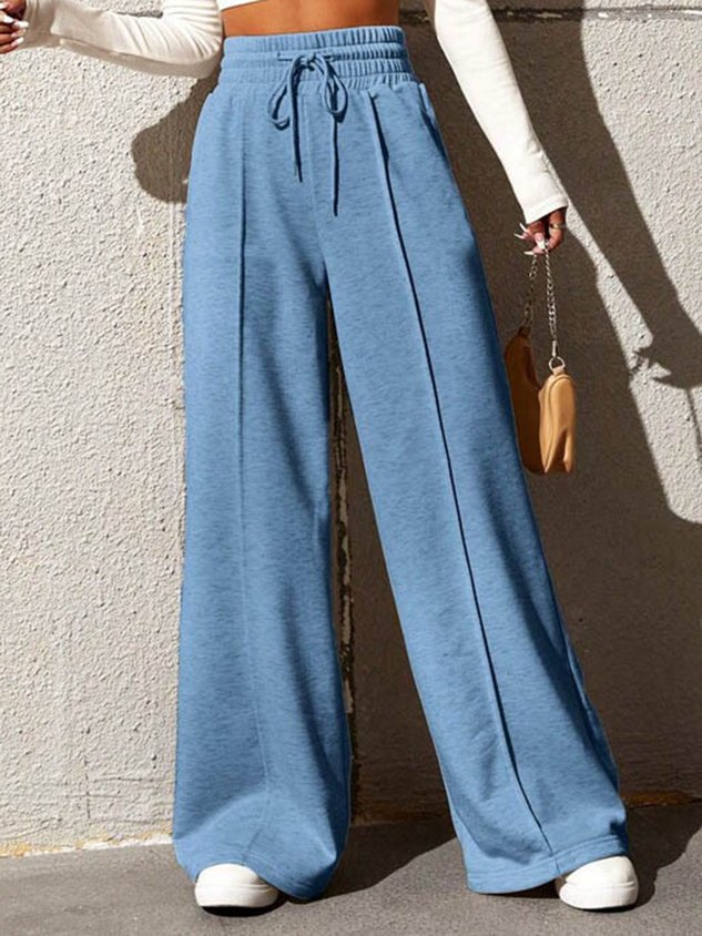Women's  H-Line Wide Leg Pants Daily Going Out Pants Sky Blue Casual Plain Spring/Fall Pants