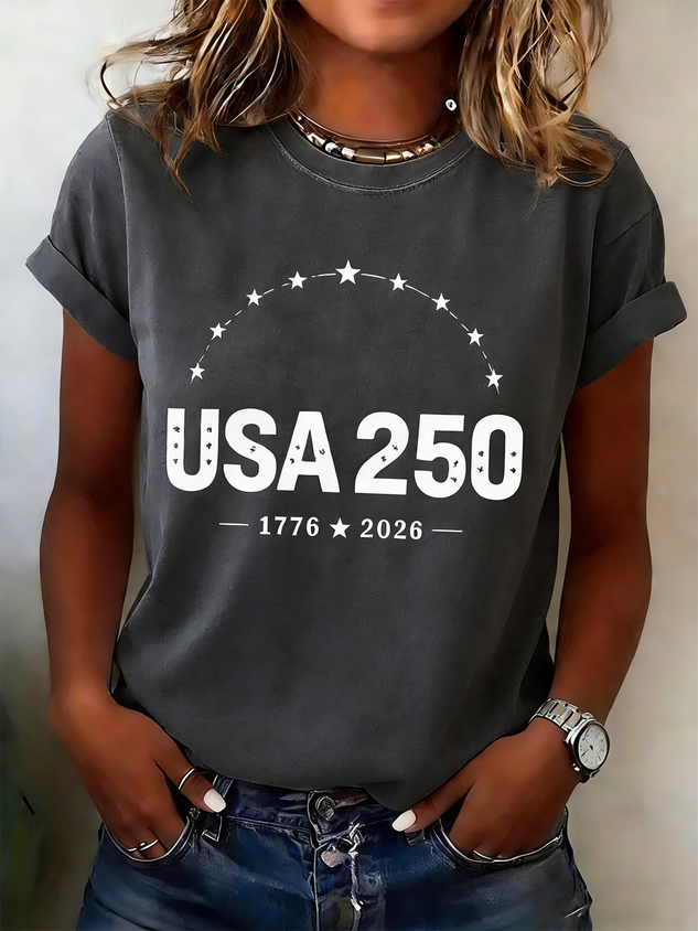 250th anniversary Cotton Casual Crew Neck T-Shirt