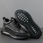 Mens Crocodile Print Genuine Leather Non-slip Arch Support Casual Sneakers