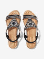 Floral Rhinestone Cutout Wedge Sandals