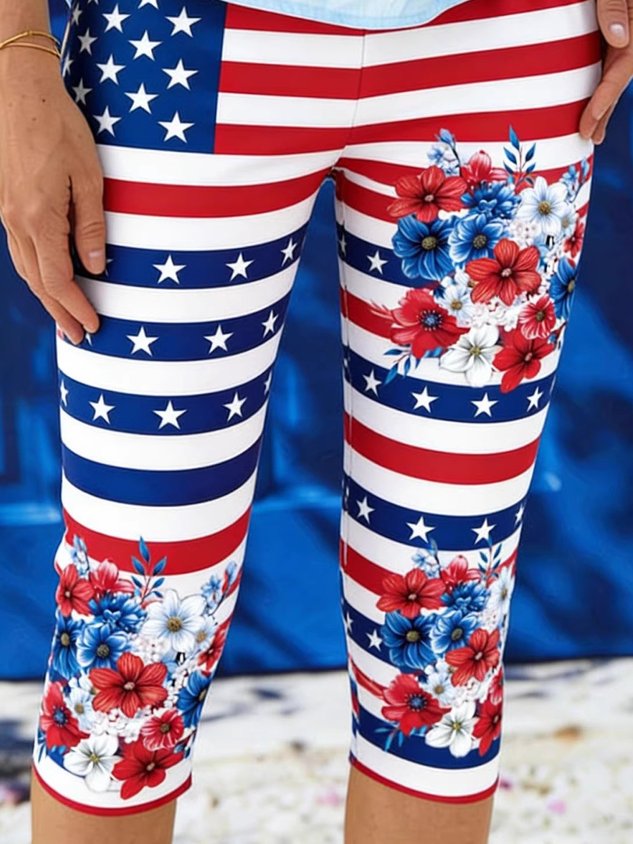3D printing America Flag Floral Vintage Tight Independence Day 250th Anniversary Casual Leggings