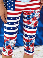3D printing America Flag Floral Vintage Tight Independence Day 250th Anniversary Casual Leggings